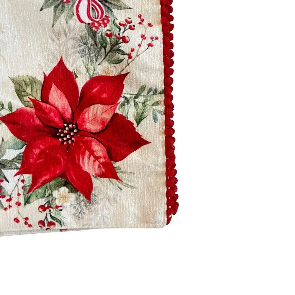 Max Studio Christmas Poinsettia & Bows Placemats 13x19 Set of 4 Holiday Red NEW